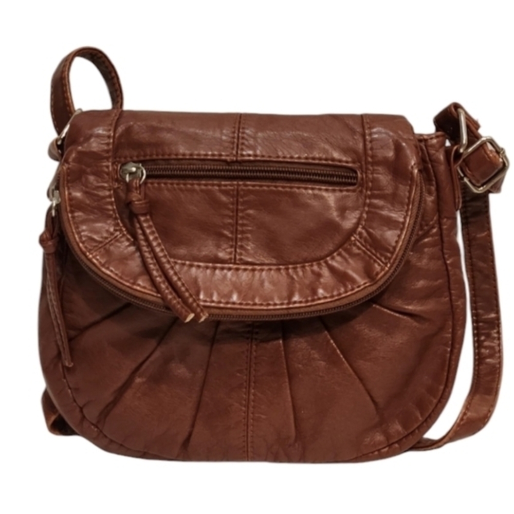 Candies Women's Brown Faux Leather Crossbody Bag Adjustable Shoulder Purse